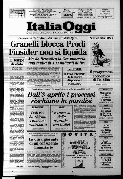 Italia oggi : quotidiano di economia finanza e politica